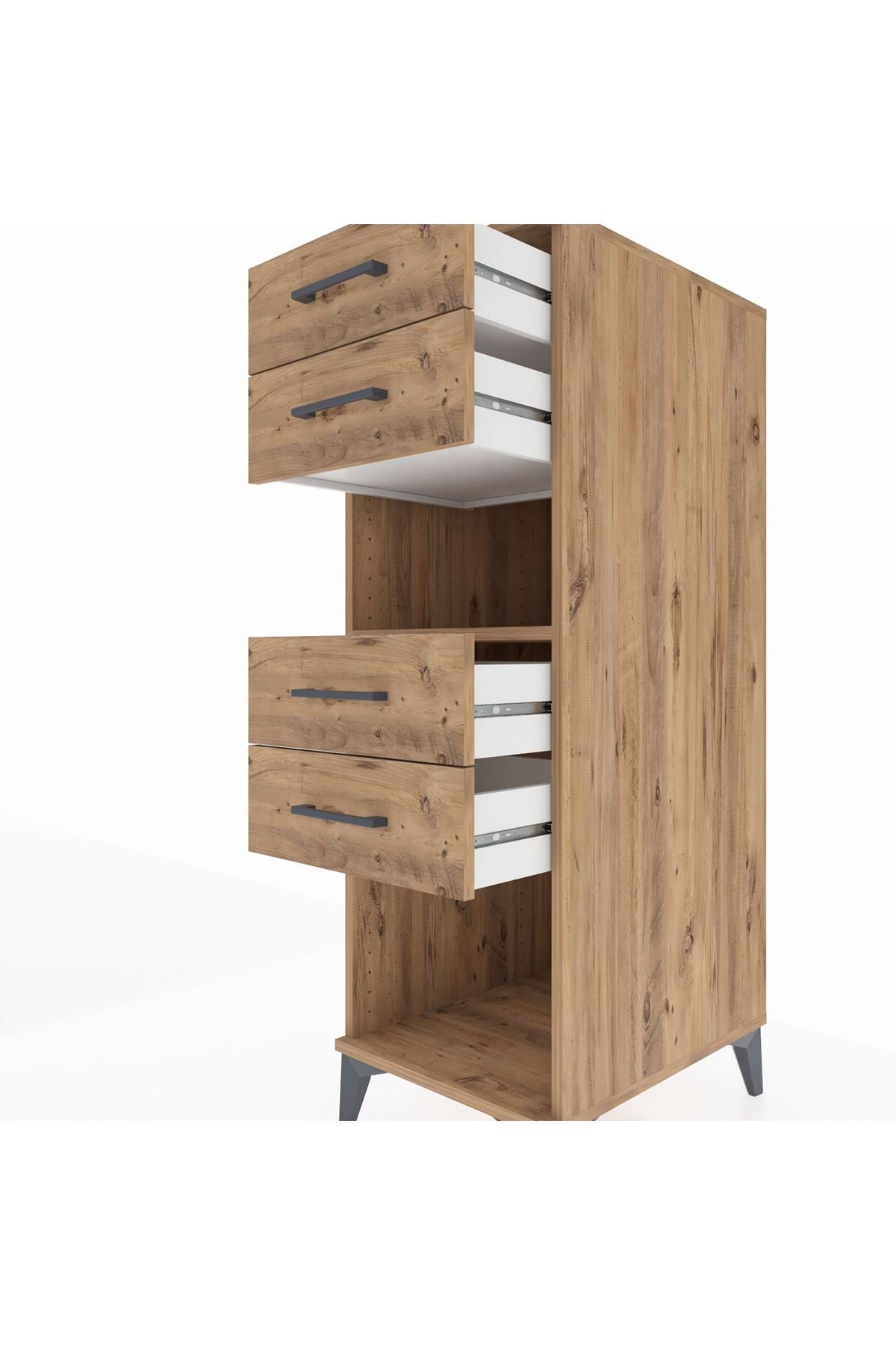 Kronos Dolap Tek Raflı 4 Çekmeceli 44x59x134 Çam-Çam