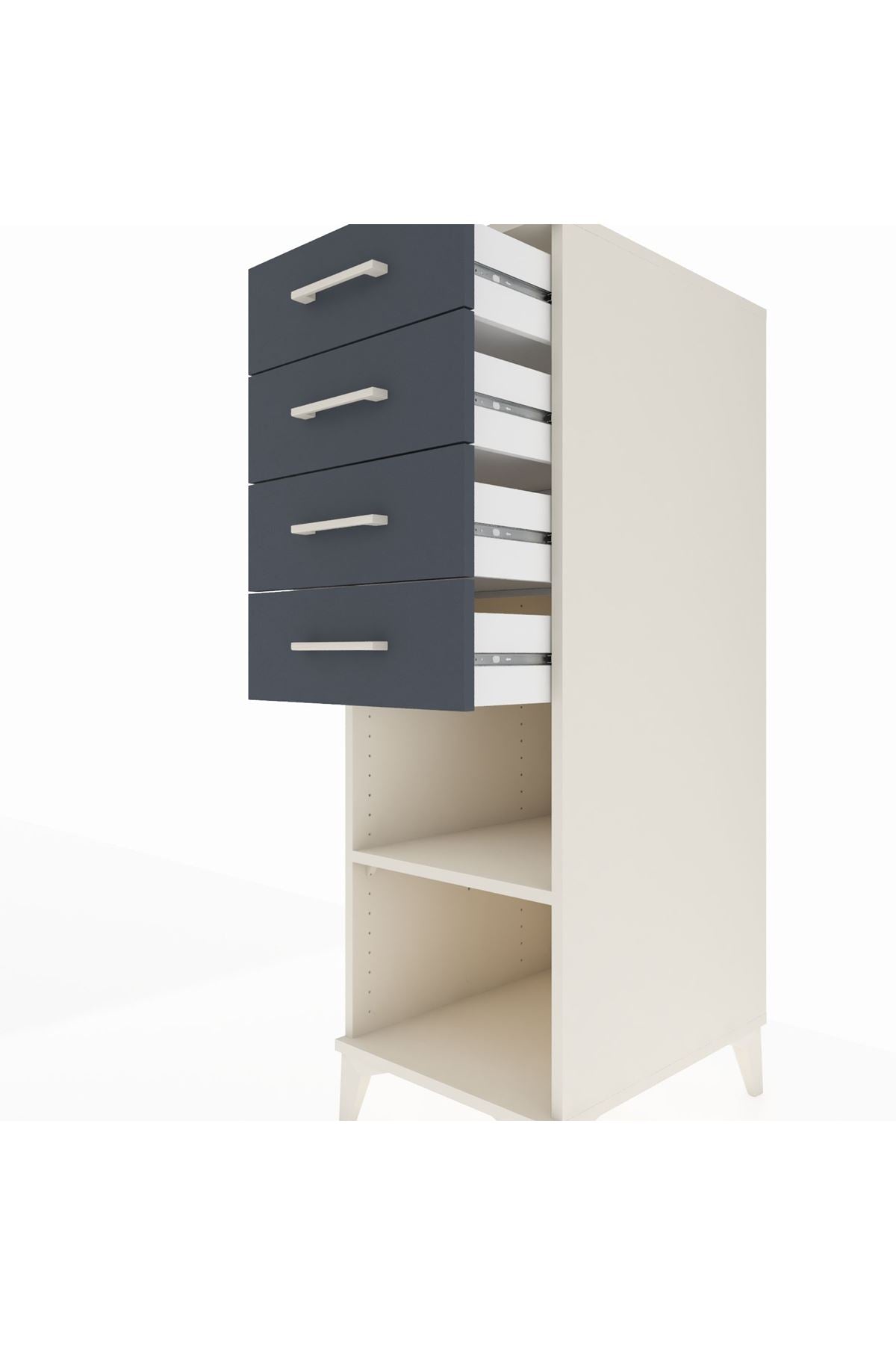 Kronos Dolap Tek Raflı 4 Çekmeceli 44x59x134 Aytaşı-Antrasit