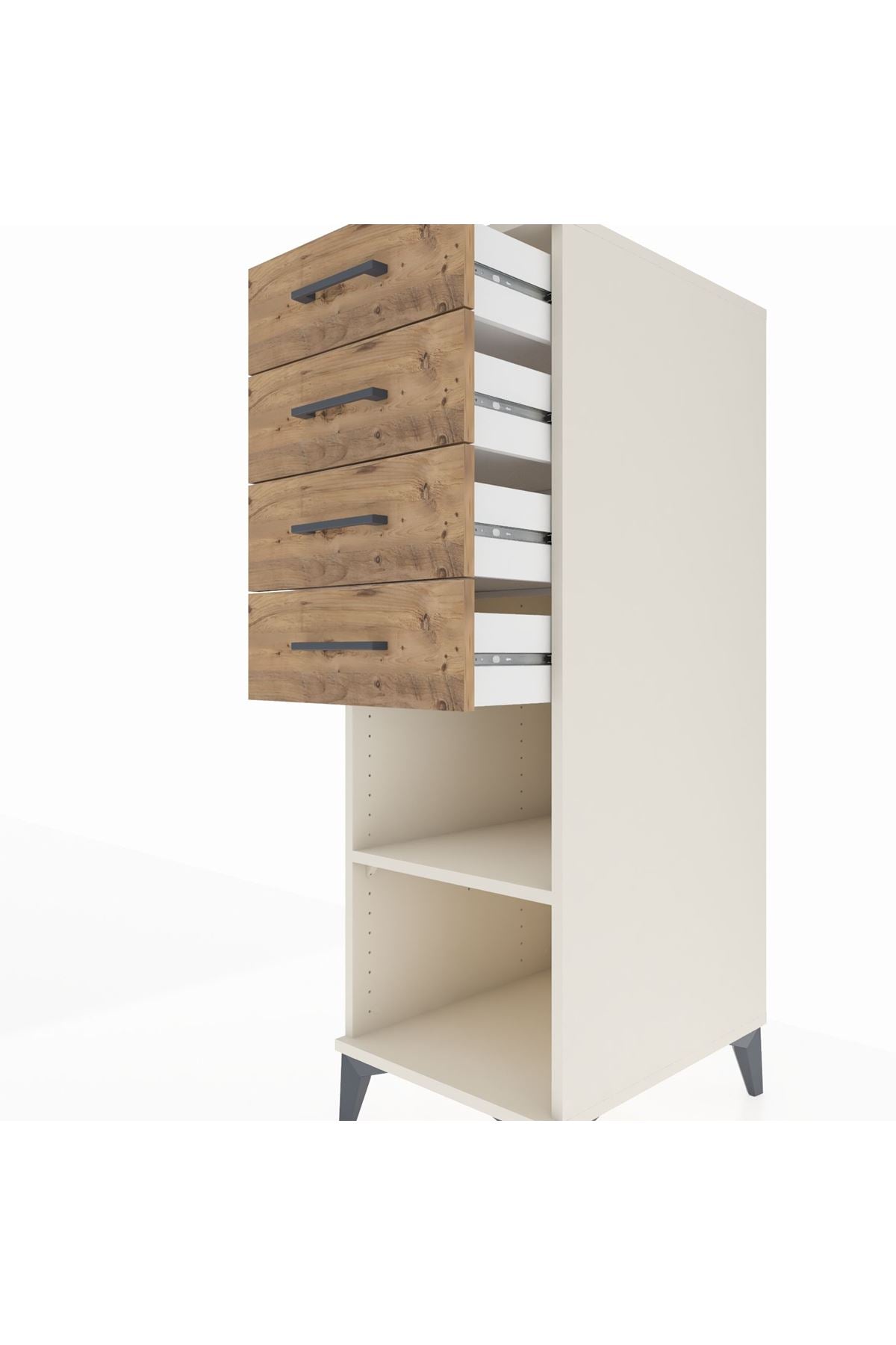 Kronos Dolap Tek Raflı 4 Çekmeceli 44x59x134 Aytaşı-Çam