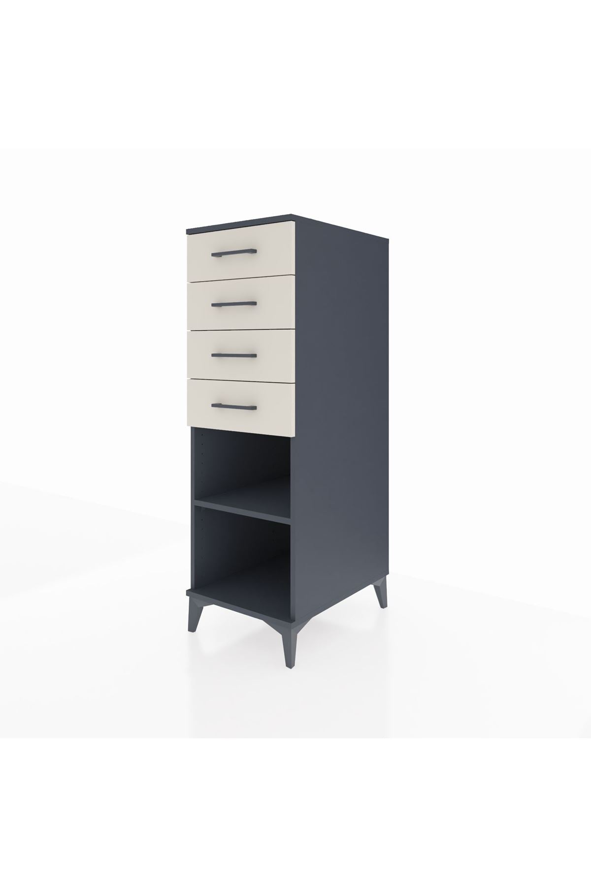 Kronos Dolap Tek Raflı 4 Çekmeceli 44x59x134 Antrasit-Aytaşı