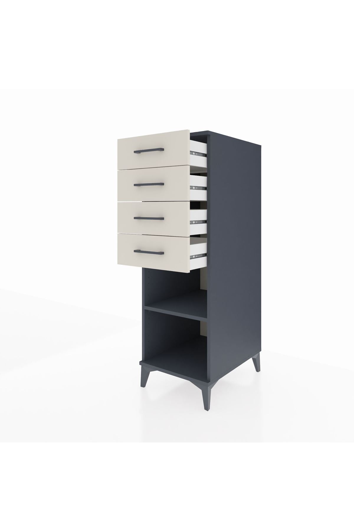 Kronos Dolap Tek Raflı 4 Çekmeceli 44x59x134 Antrasit-Aytaşı