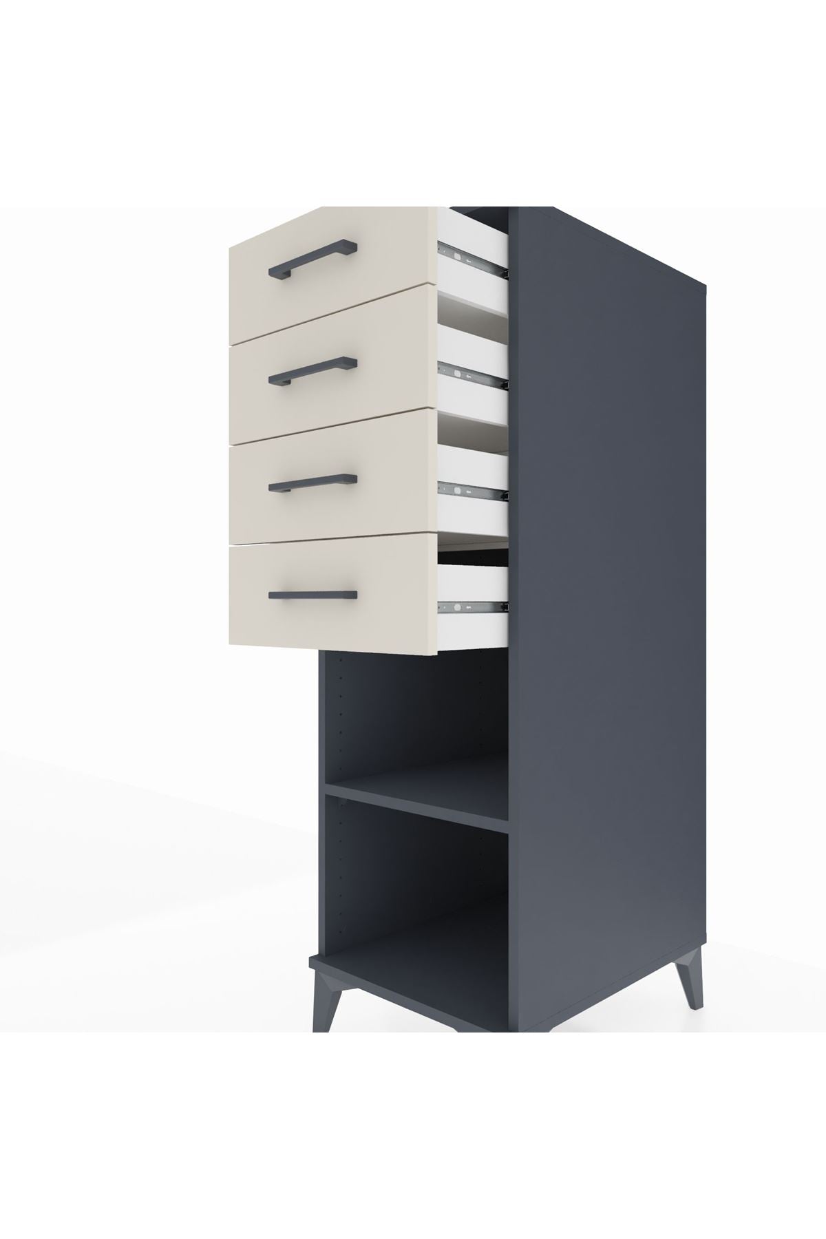 Kronos Dolap Tek Raflı 4 Çekmeceli 44x59x134 Antrasit-Aytaşı