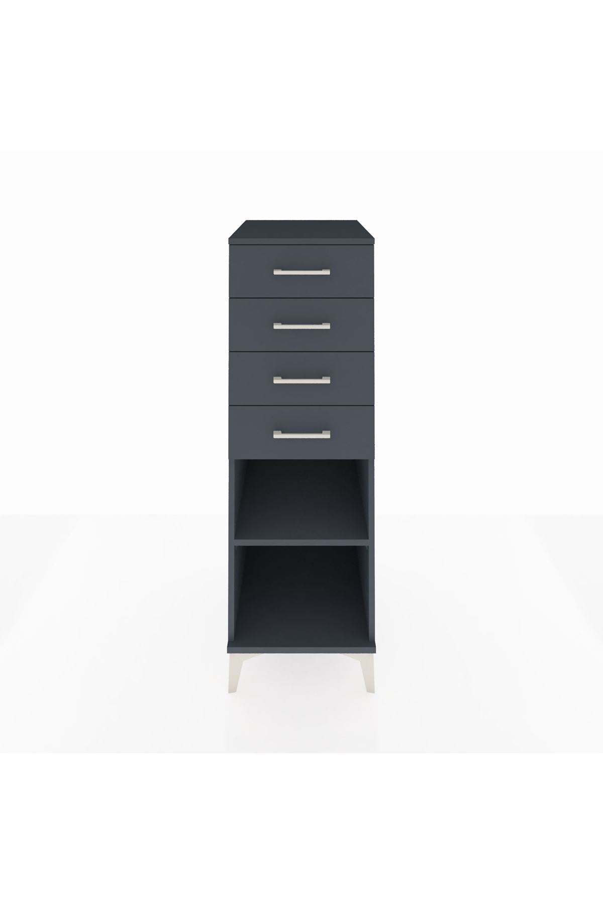 Kronos Dolap Tek Raflı 4 Çekmeceli 44x59x134 Antrasit-Antrasit