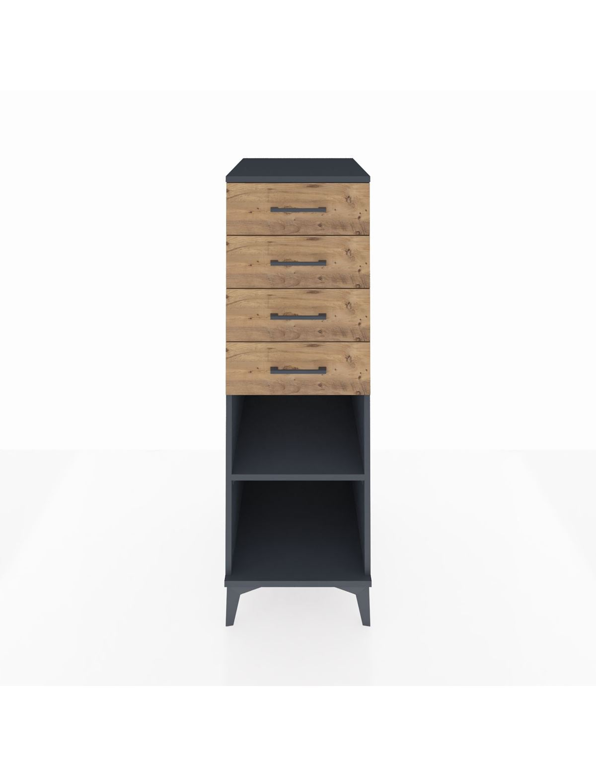 Kronos Dolap Tek Raflı 4 Çekmeceli 44x59x134 Antrasit-Çam