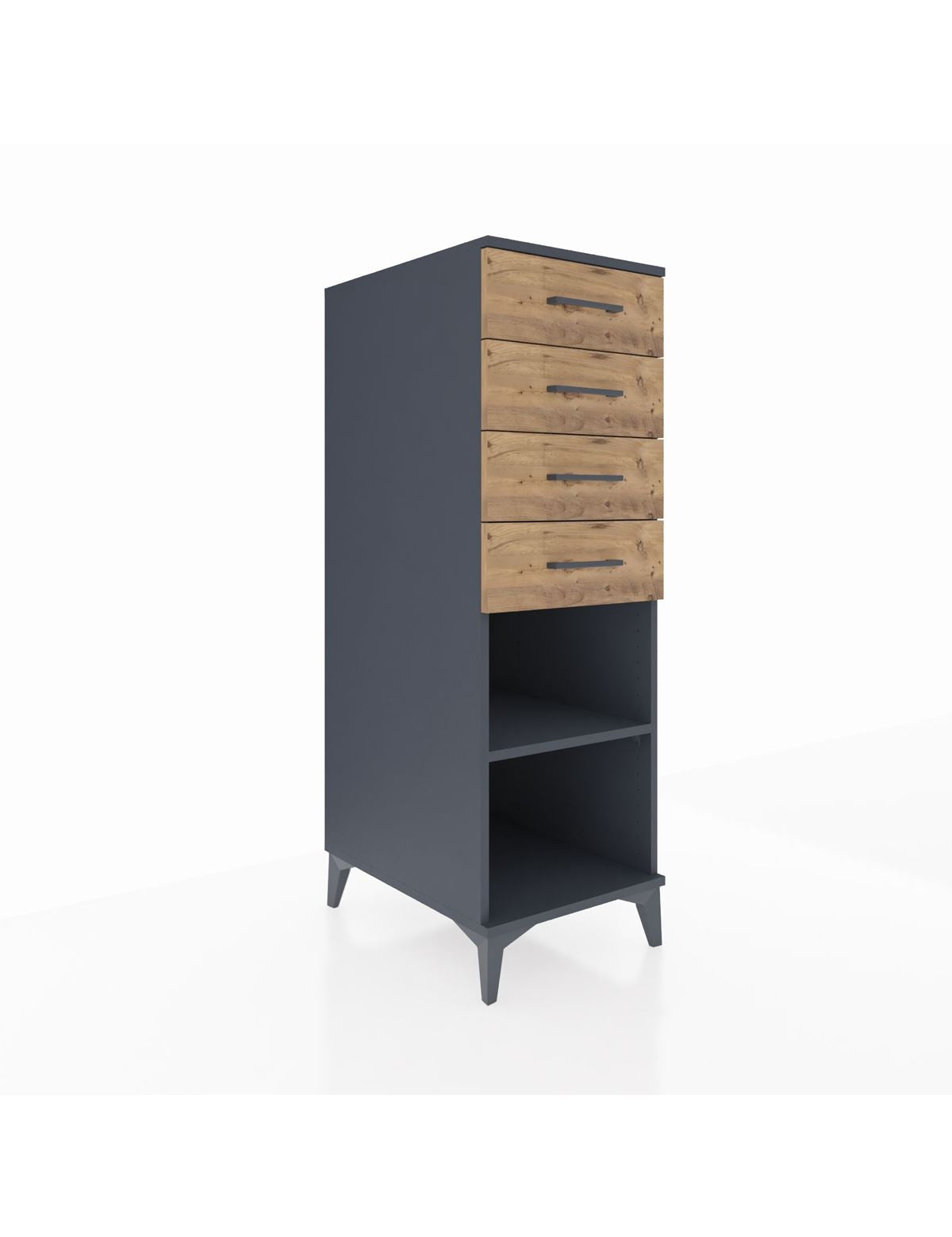 Kronos Dolap Tek Raflı 4 Çekmeceli 44x59x134 Antrasit-Çam