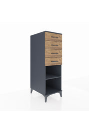 Kronos Dolap Tek Raflı 4 Çekmeceli 44x59x134 Antrasit-Çam