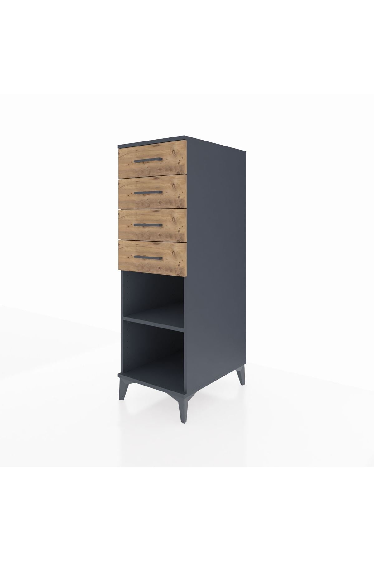 Kronos Dolap Tek Raflı 4 Çekmeceli 44x59x134 Antrasit-Çam
