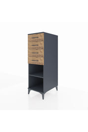 Kronos Dolap Tek Raflı 4 Çekmeceli 44x59x134 Antrasit-Çam