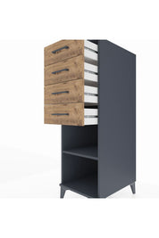 Kronos Dolap Tek Raflı 4 Çekmeceli 44x59x134 Antrasit-Çam