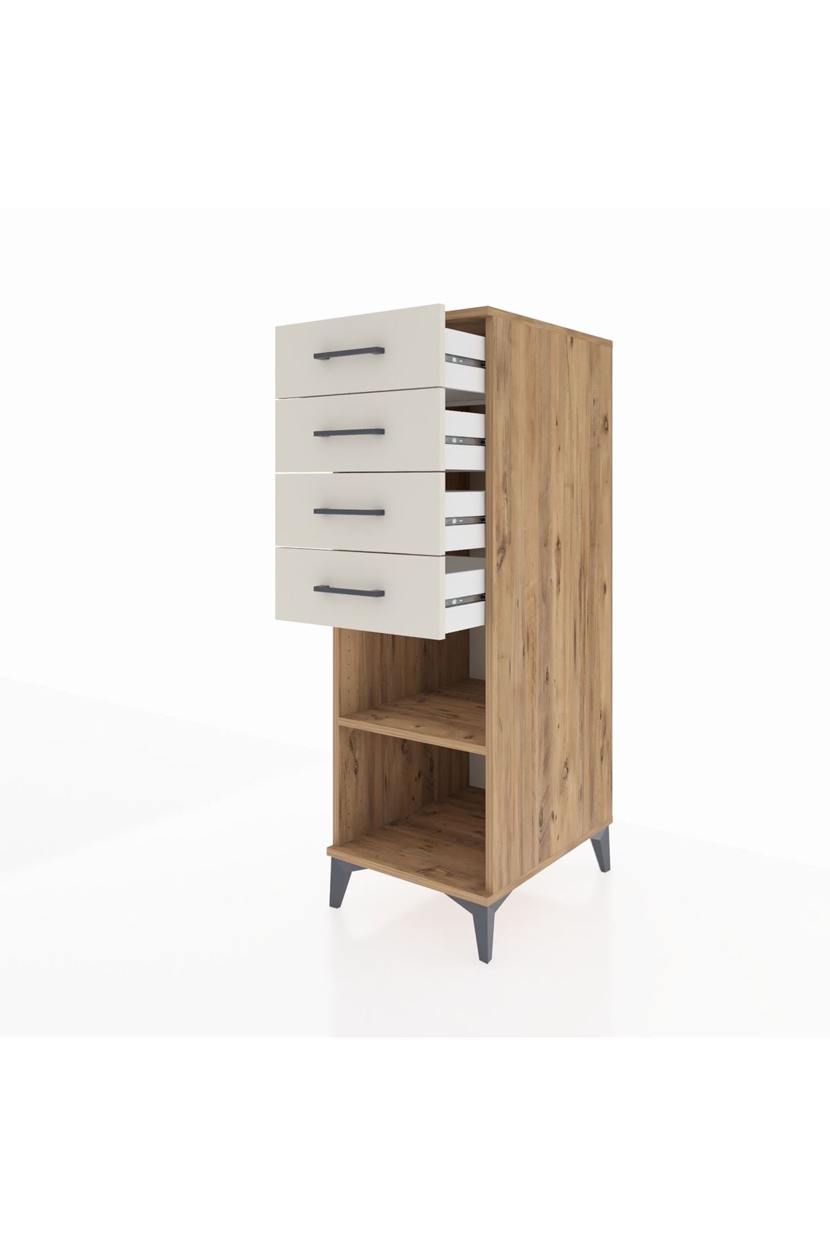 Kronos Dolap Tek Raflı 4 Çekmeceli 44x59x134 Çam-Aytaşı