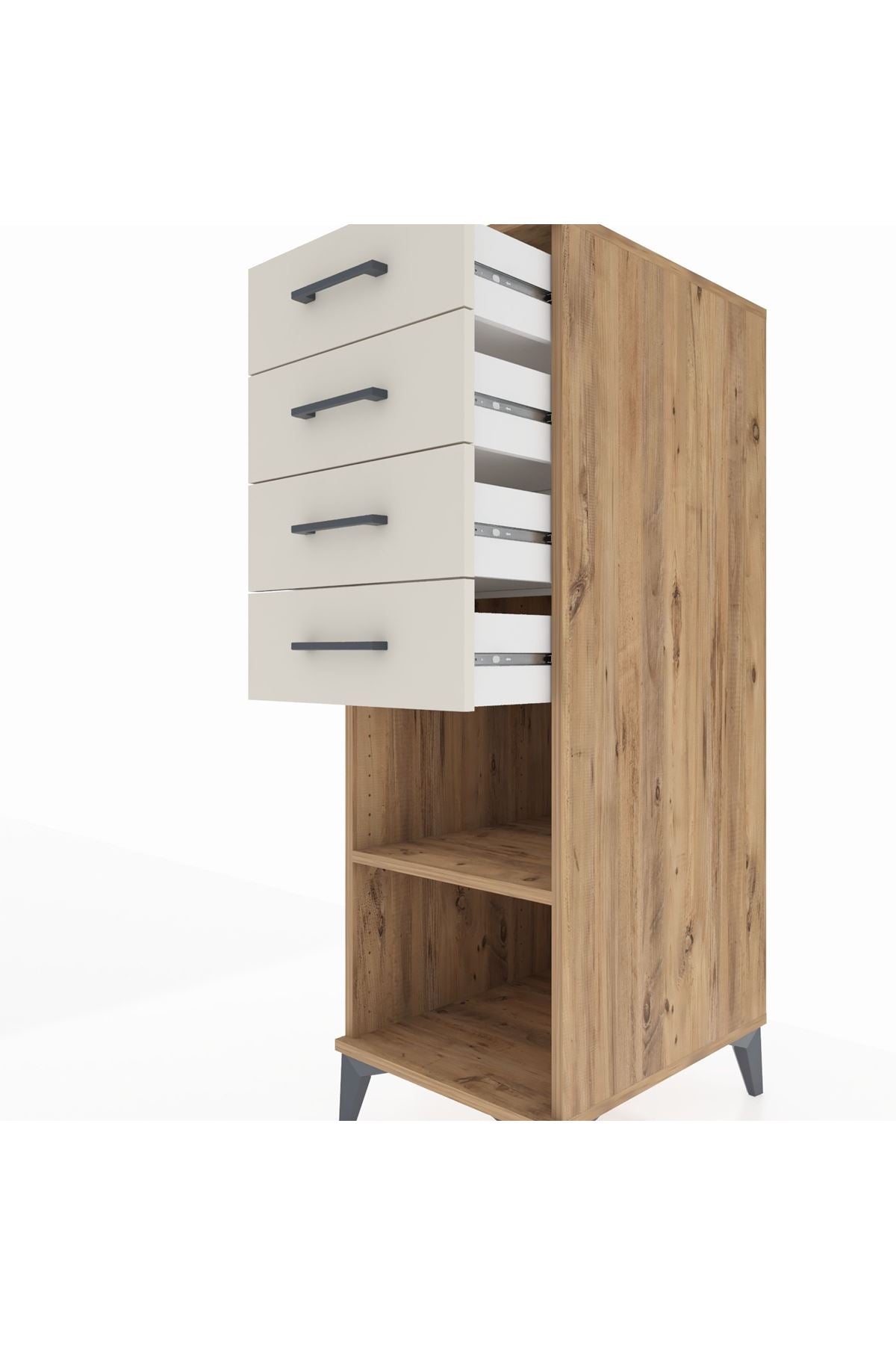 Kronos Dolap Tek Raflı 4 Çekmeceli 44x59x134 Çam-Aytaşı