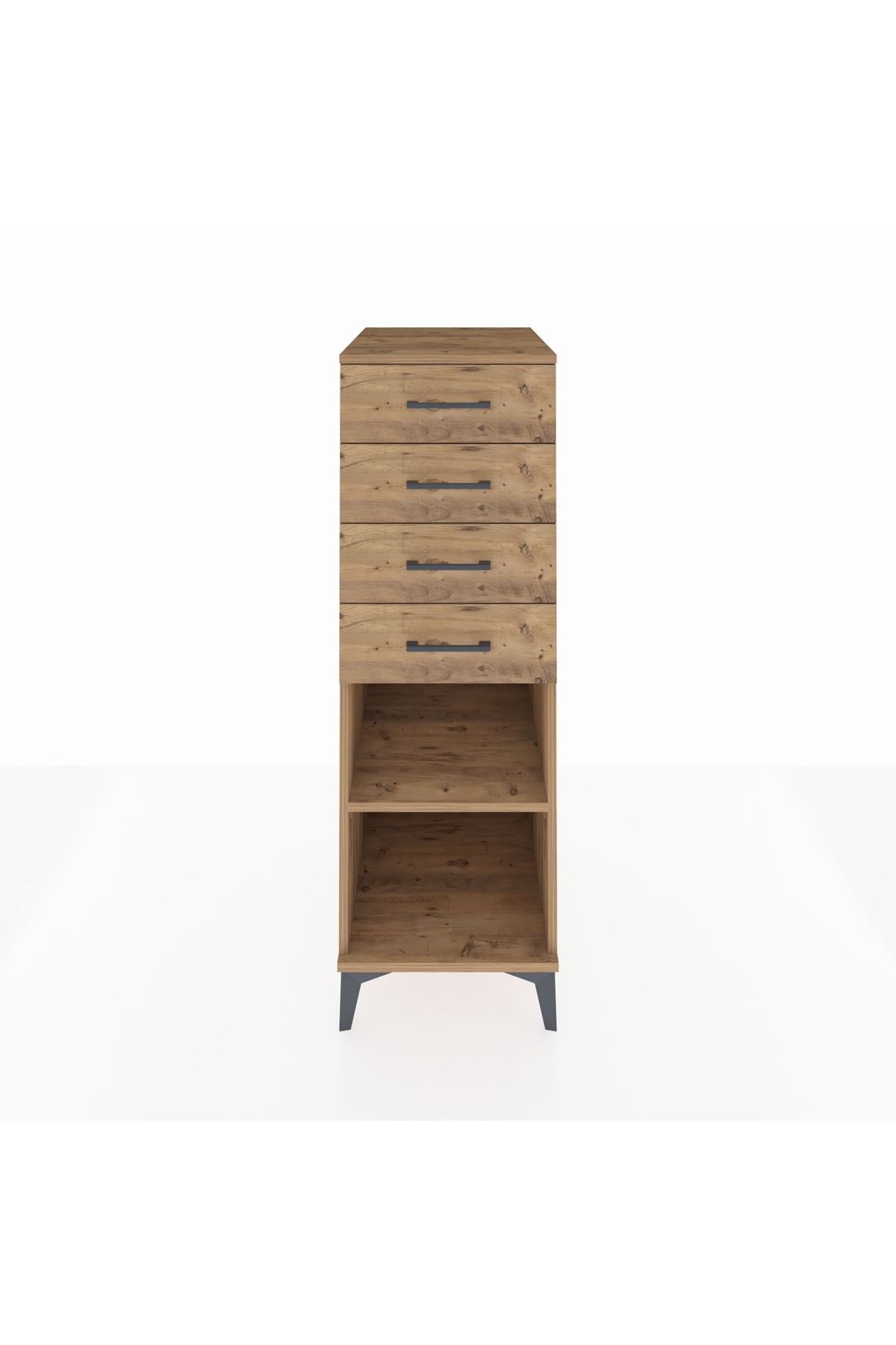 Kronos Dolap Tek Raflı 4 Çekmeceli 44x59x134 Çam-Çam