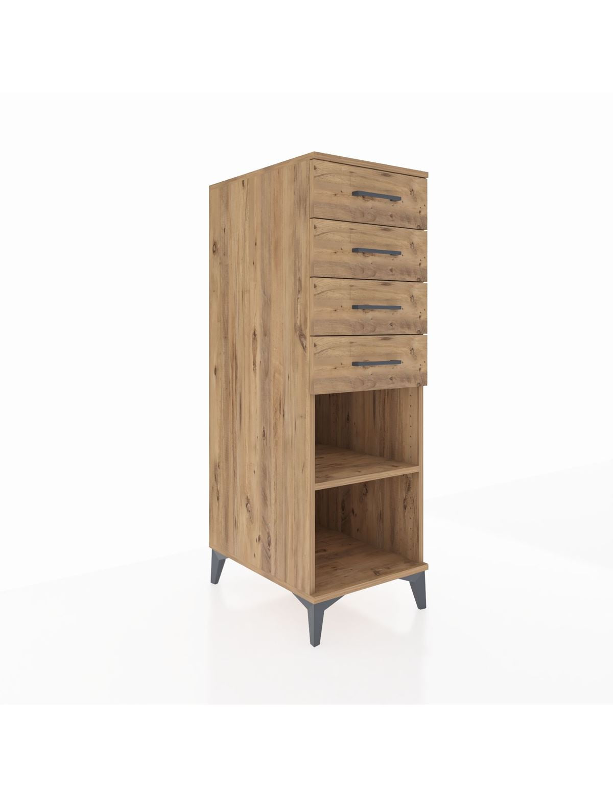 Kronos Dolap Tek Raflı 4 Çekmeceli 44x59x134 Çam-Çam