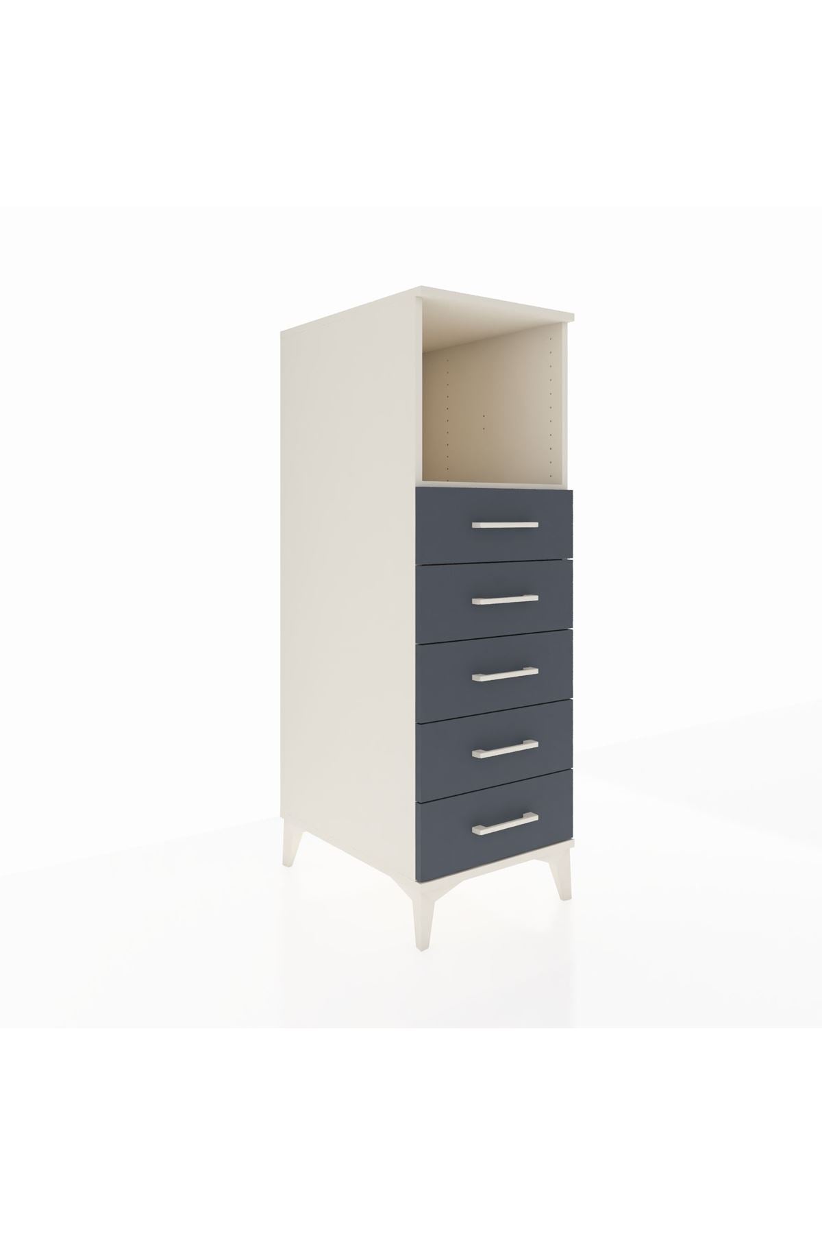 Kronos Dolap Tek Raflı 5 Çekmeceli 44x59x134 Aytaşı-Antrasit