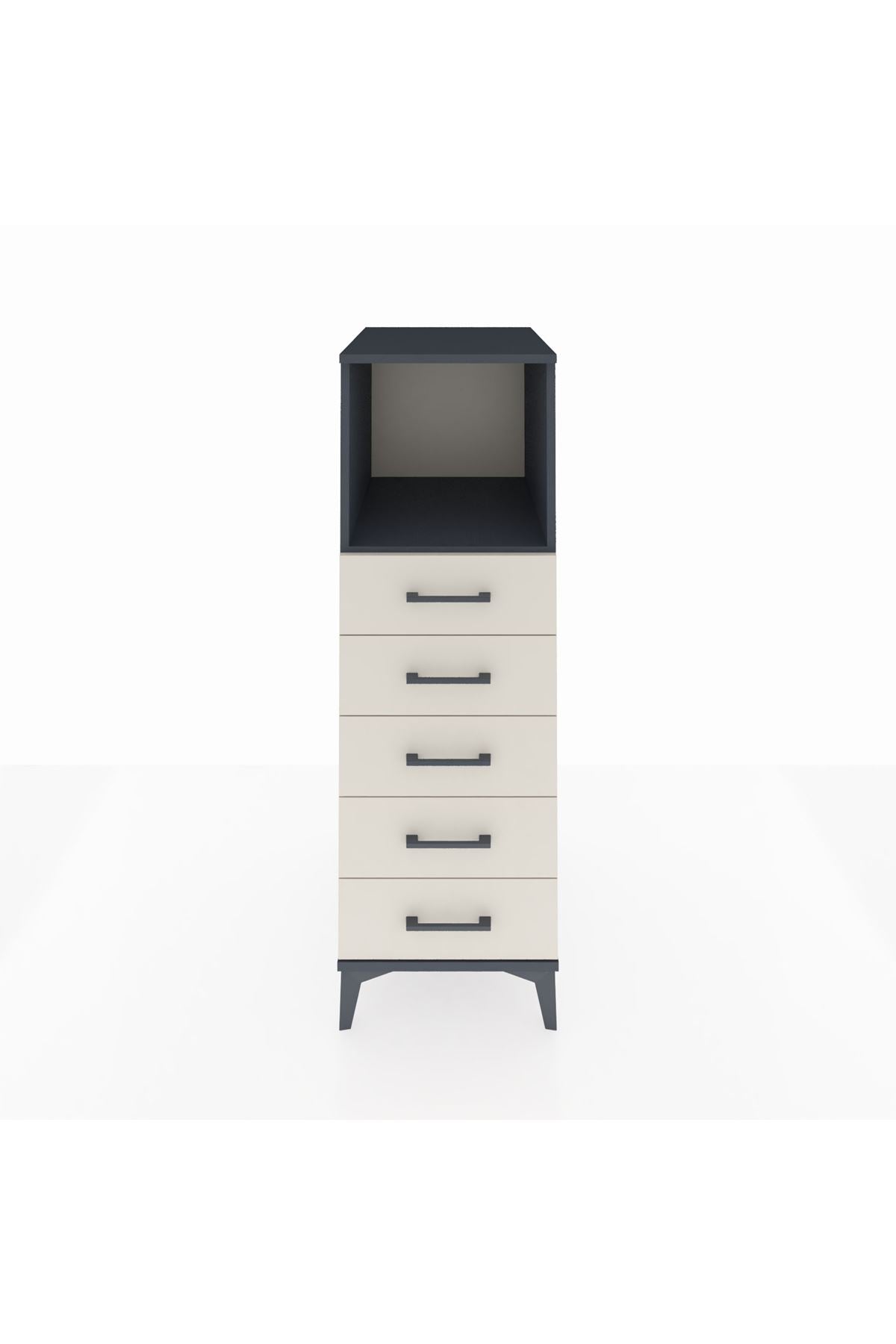 Kronos Dolap Tek Raflı 5 Çekmeceli 44x59x134 Antrasit-Aytaşı