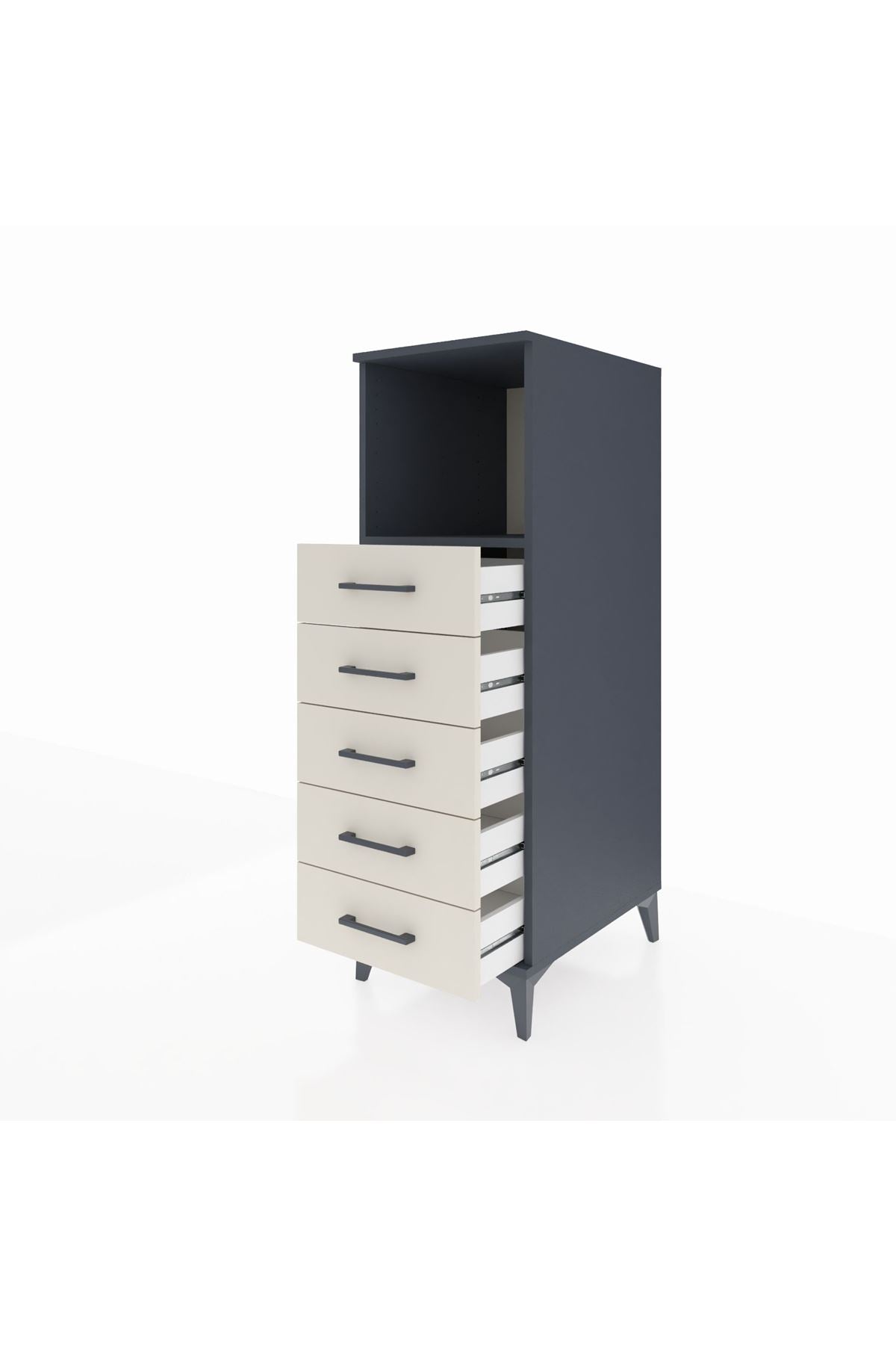 Kronos Dolap Tek Raflı 5 Çekmeceli 44x59x134 Antrasit-Aytaşı