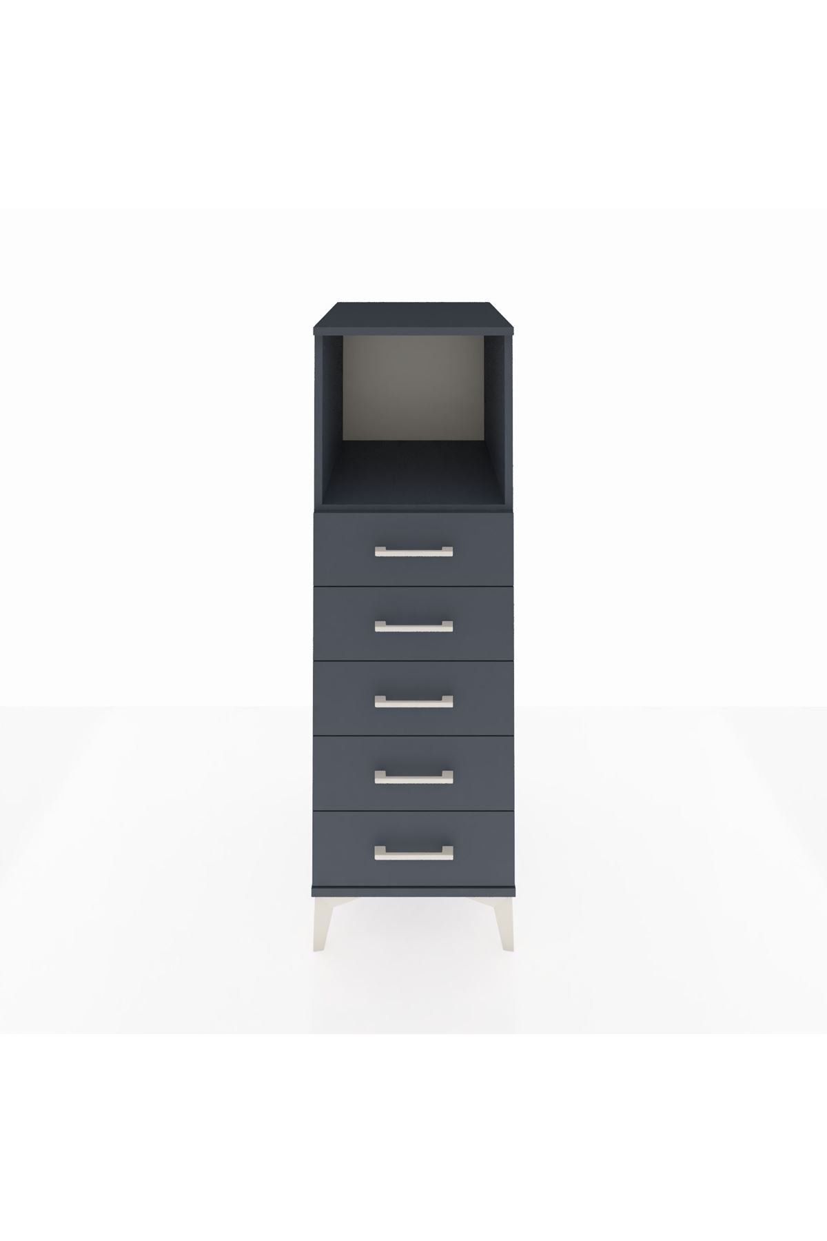 Kronos Dolap Tek Raflı 5 Çekmeceli 44x59x134 Antrasit-Antrasit