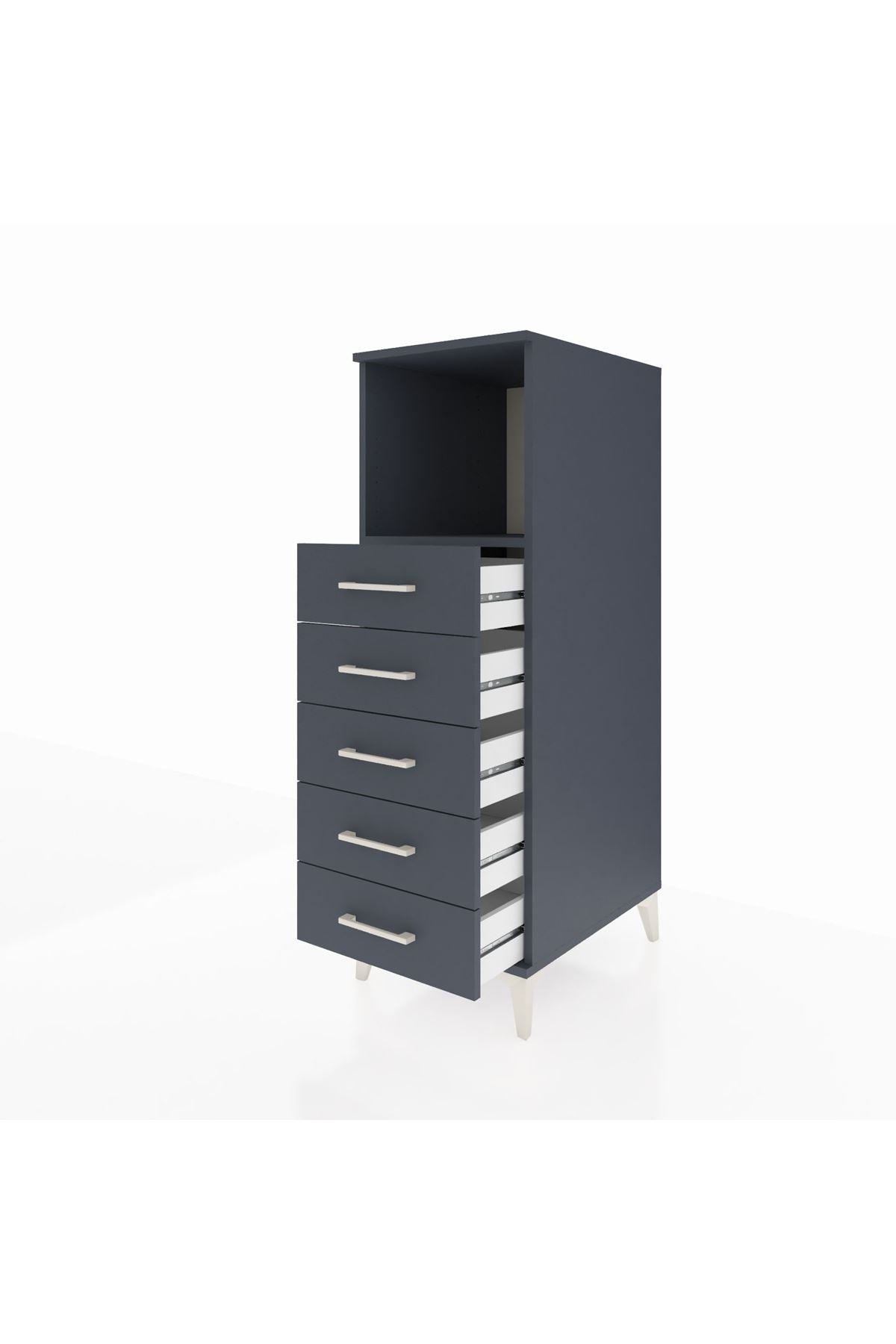 Kronos Dolap Tek Raflı 5 Çekmeceli 44x59x134 Antrasit-Antrasit