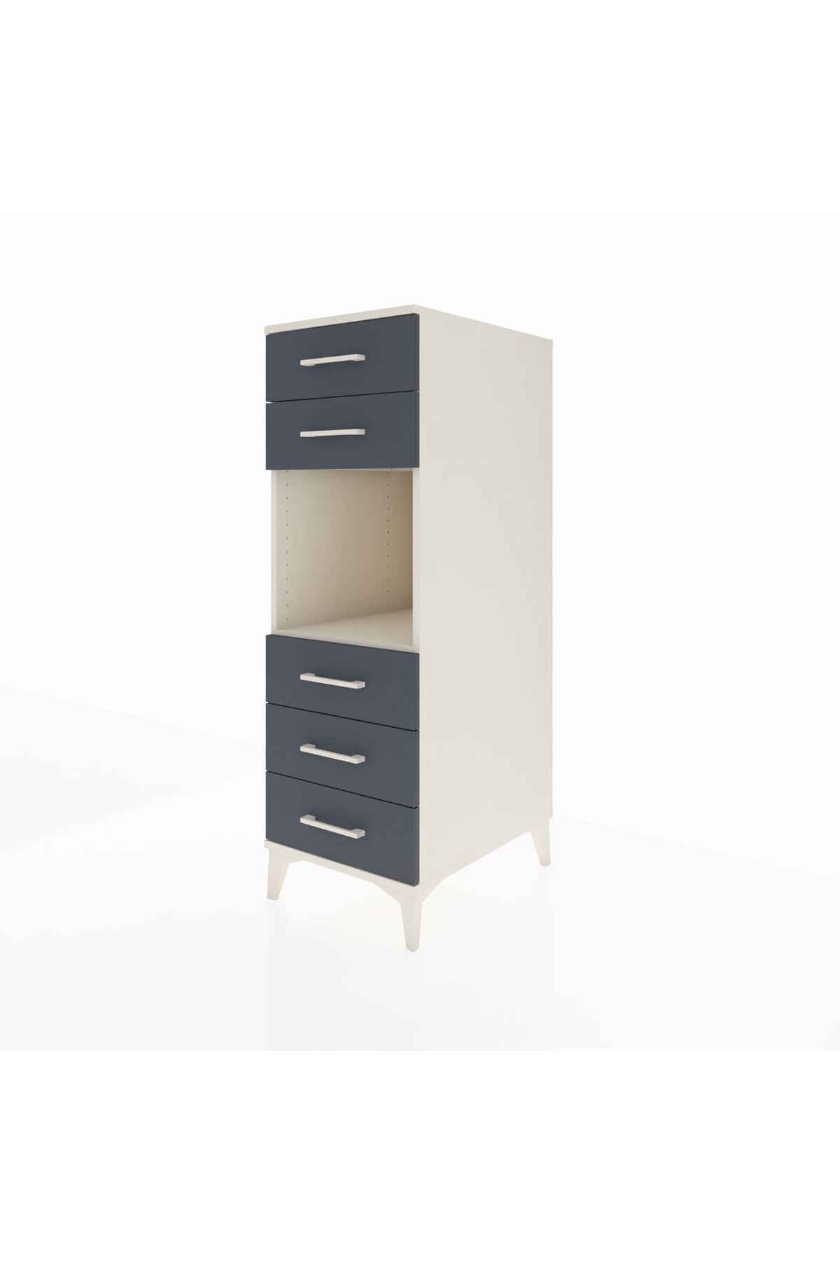 Kronos Dolap Tek Raflı 5 Çekmeceli 44x59x134 Aytaşı-Antrasit