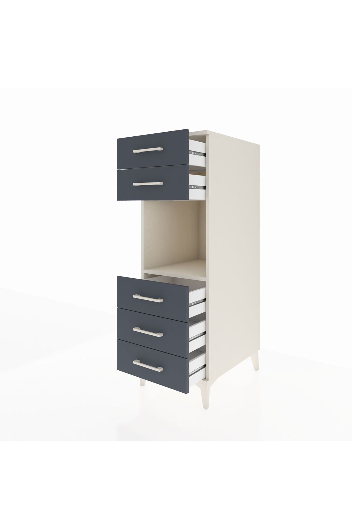 Kronos Dolap Tek Raflı 5 Çekmeceli 44x59x134 Aytaşı-Antrasit