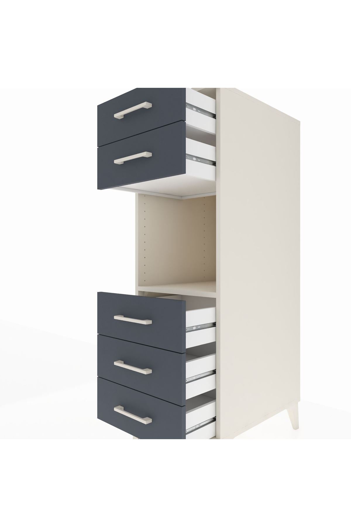 Kronos Dolap Tek Raflı 5 Çekmeceli 44x59x134 Aytaşı-Antrasit