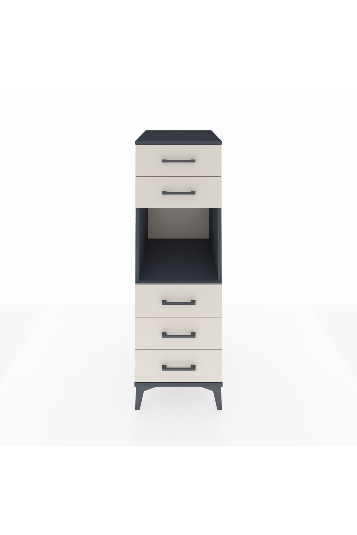 Kronos Dolap Tek Raflı 5 Çekmeceli 44x59x134 Antrasit-Aytaşı