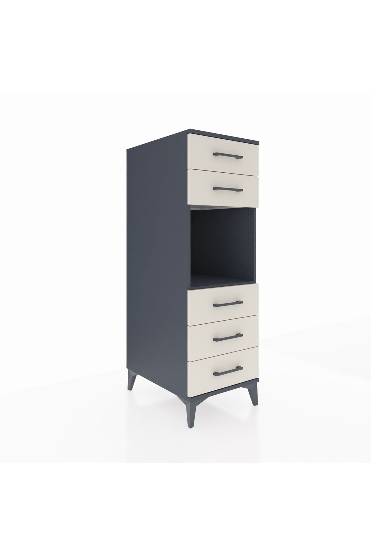 Kronos Dolap Tek Raflı 5 Çekmeceli 44x59x134 Antrasit-Aytaşı