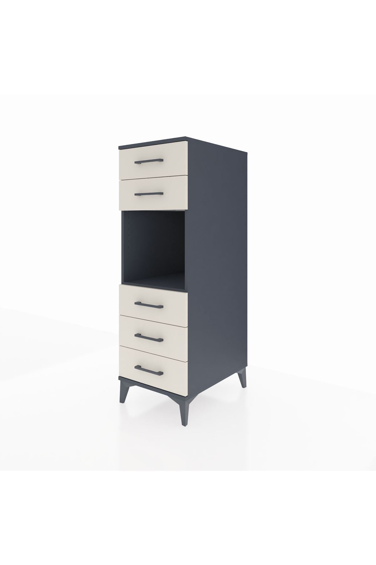 Kronos Dolap Tek Raflı 5 Çekmeceli 44x59x134 Antrasit-Aytaşı