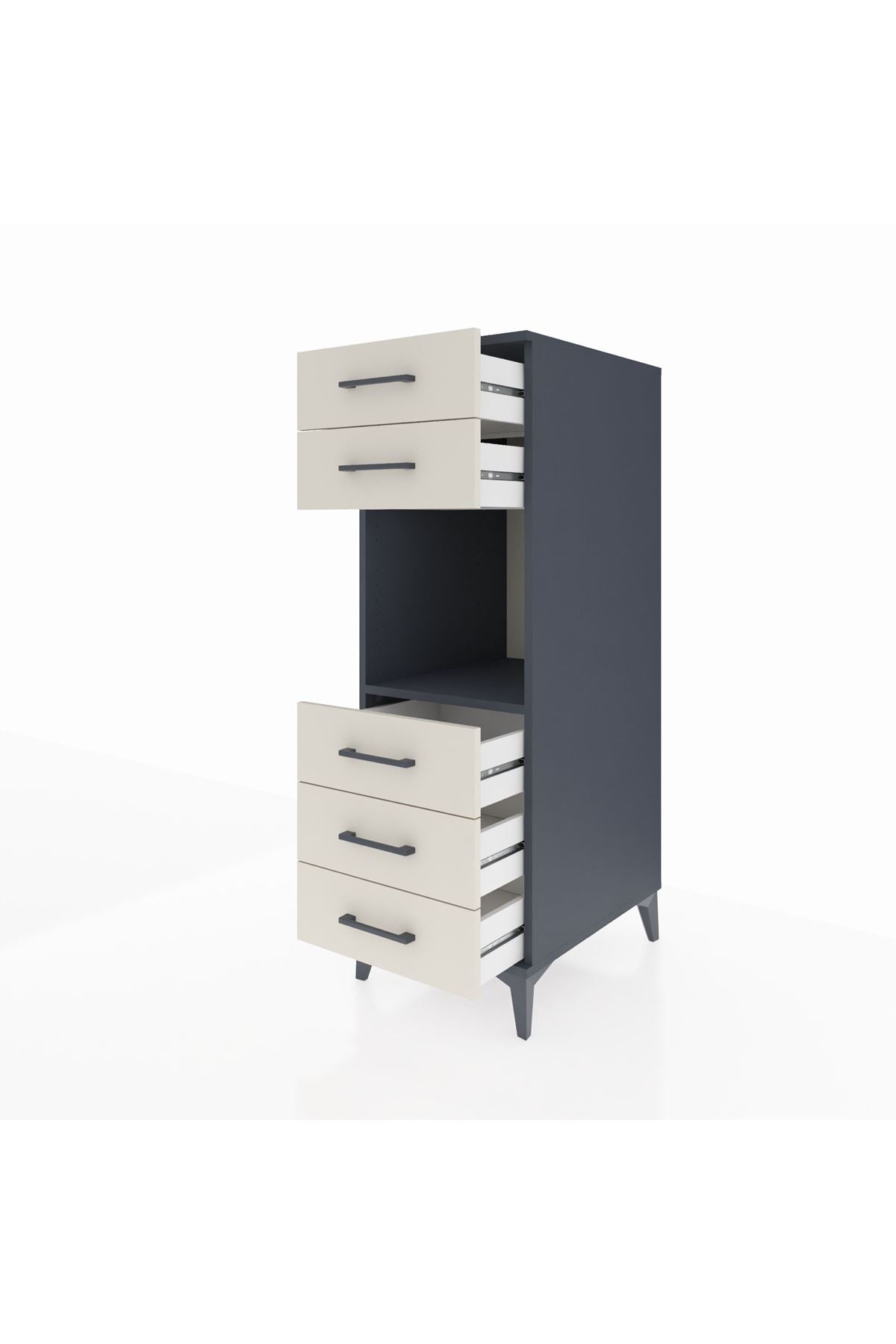 Kronos Dolap Tek Raflı 5 Çekmeceli 44x59x134 Antrasit-Aytaşı