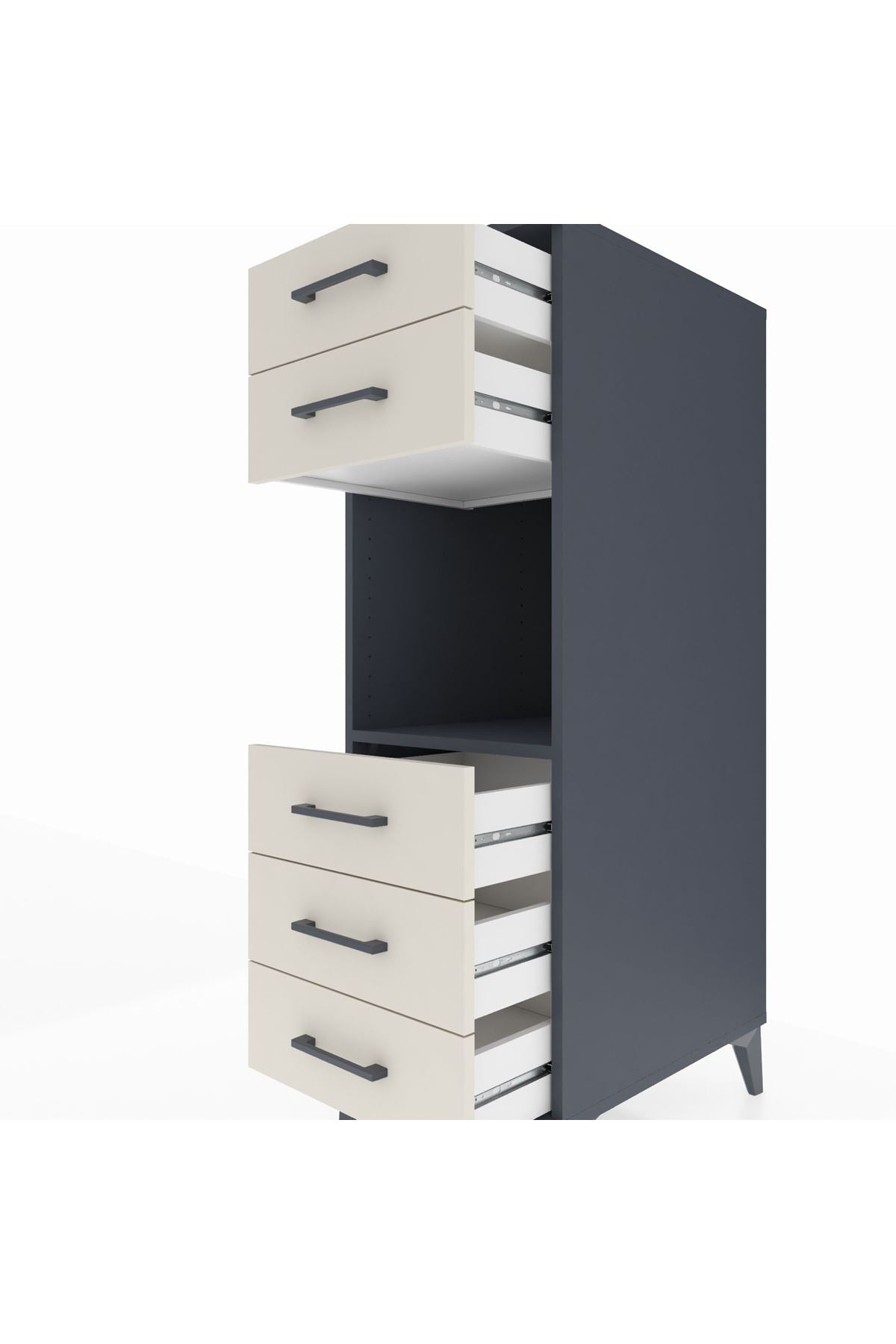 Kronos Dolap Tek Raflı 5 Çekmeceli 44x59x134 Antrasit-Aytaşı