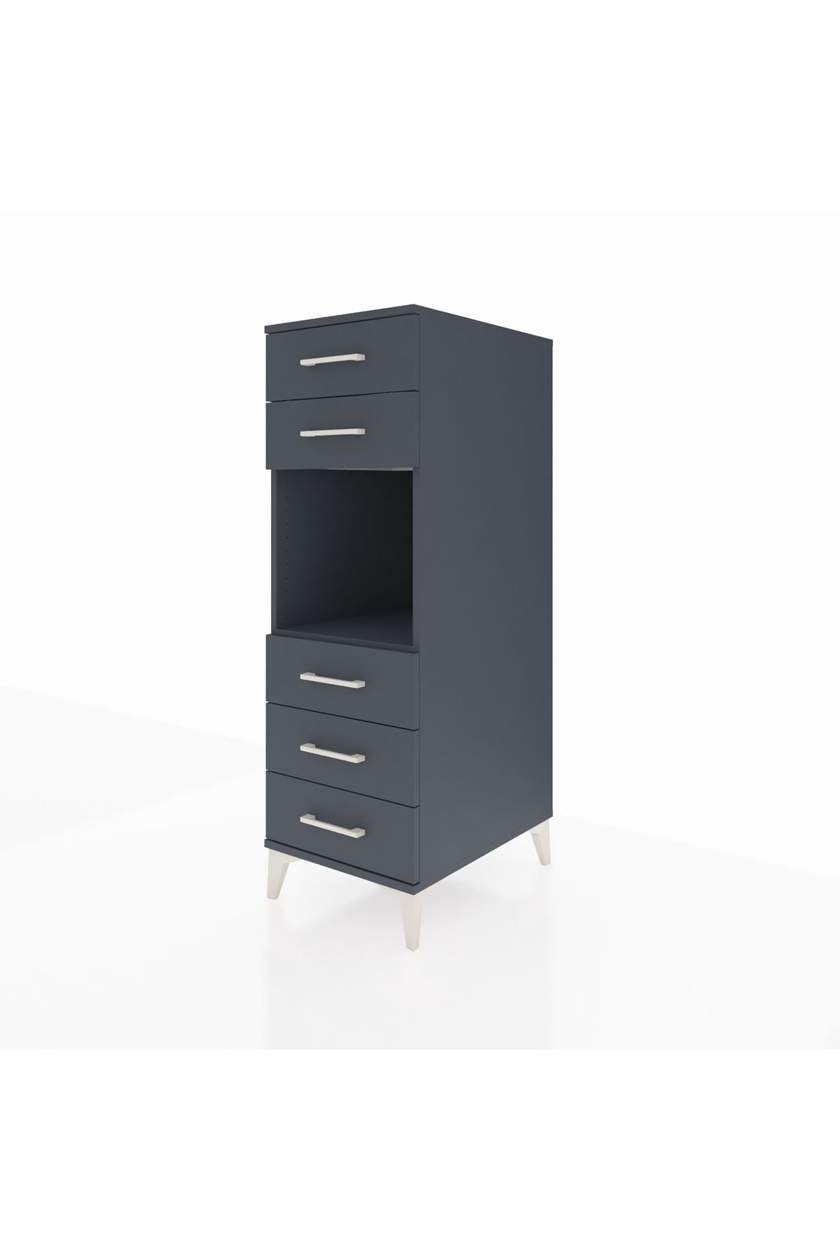 Kronos Dolap Tek Raflı 5 Çekmeceli 44x59x134 Antrasit-Antrasit