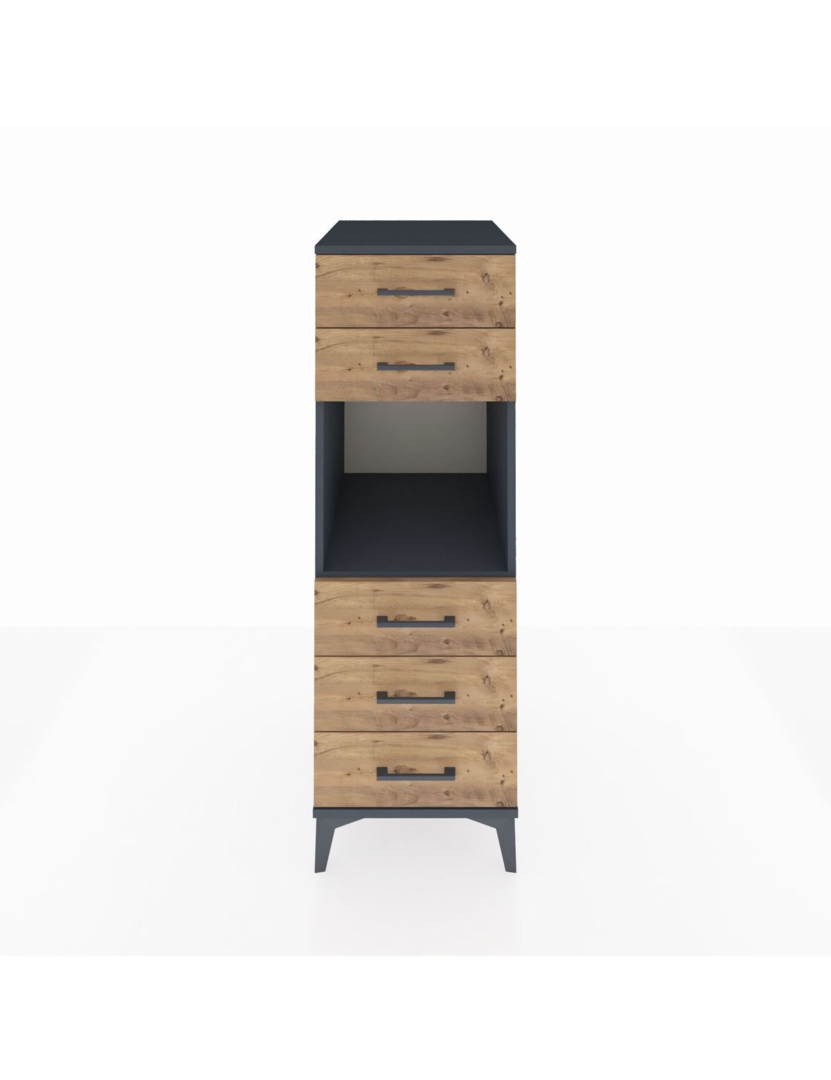 Kronos Dolap Tek Raflı 5 Çekmeceli 44x59x134 Antrasit-Çam