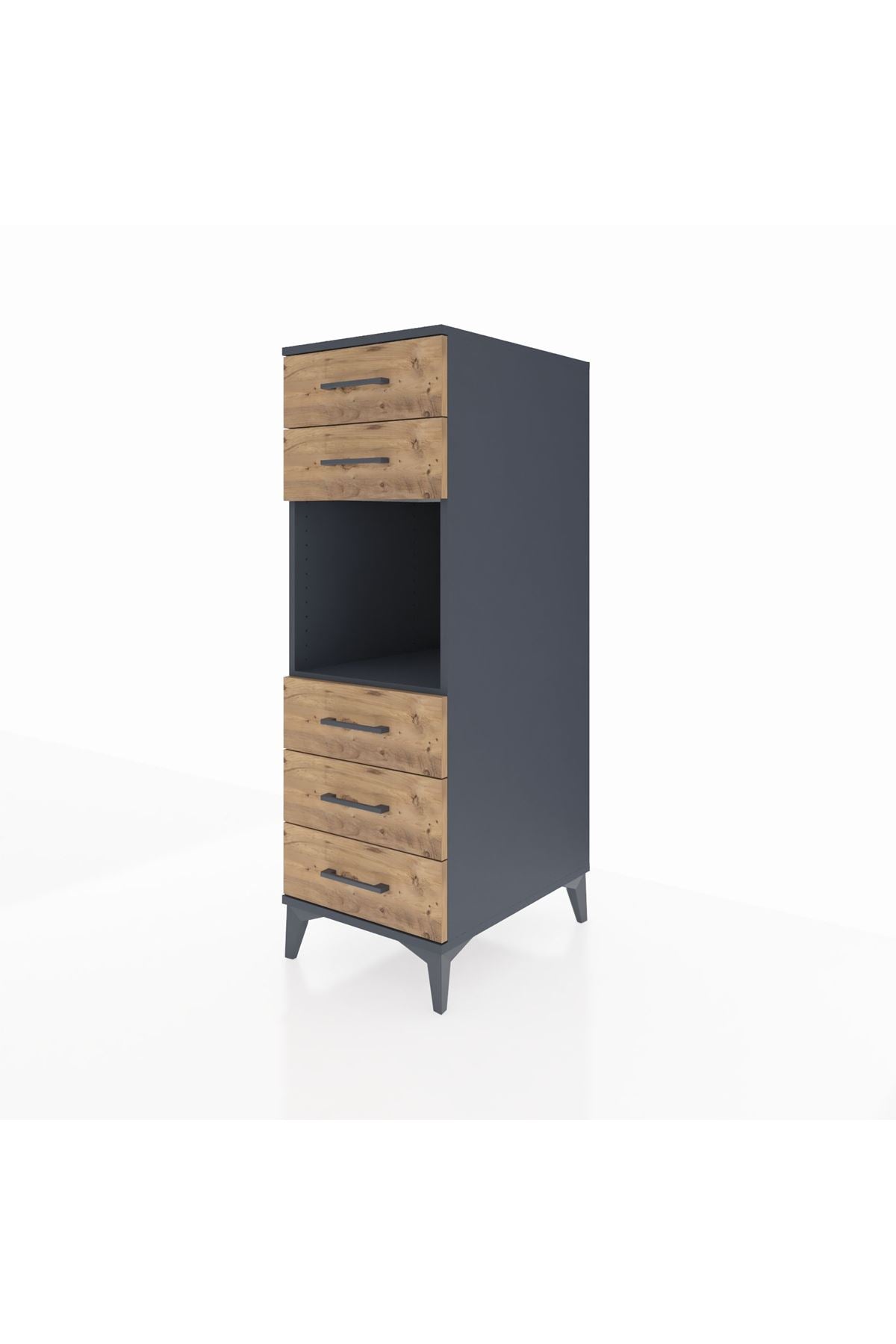 Kronos Dolap Tek Raflı 5 Çekmeceli 44x59x134 Antrasit-Çam