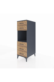 Kronos Dolap Tek Raflı 5 Çekmeceli 44x59x134 Antrasit-Çam