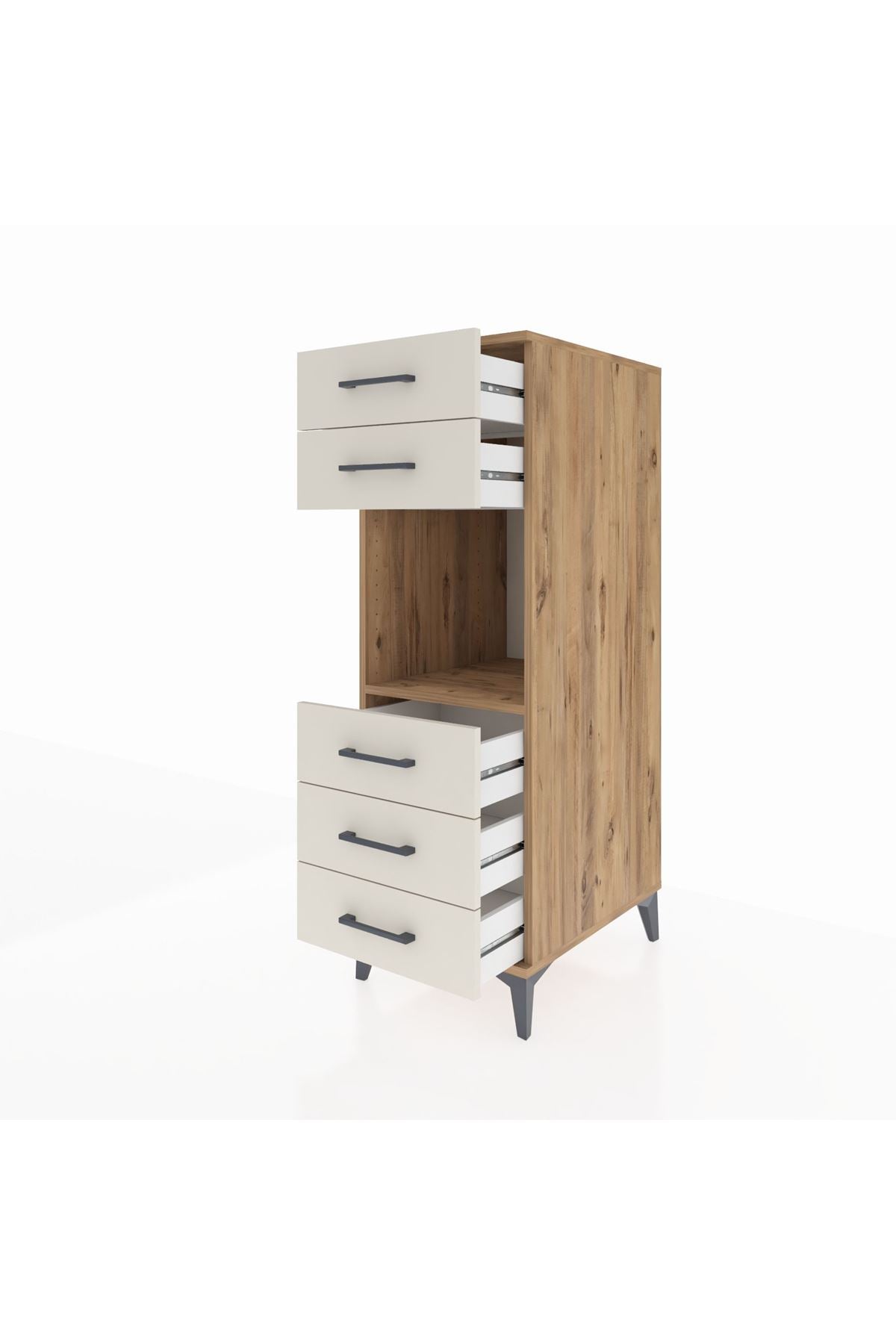 Kronos Dolap Tek Raflı 5 Çekmeceli 44x59x134 Çam-Aytaşı