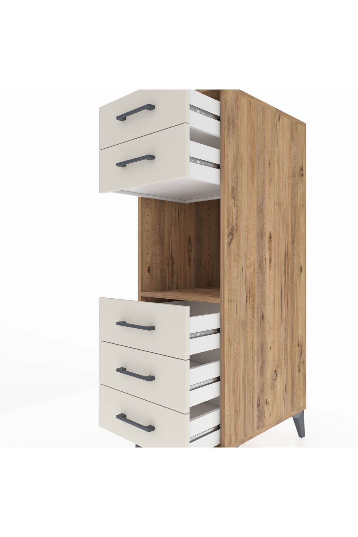 Kronos Dolap Tek Raflı 5 Çekmeceli 44x59x134 Çam-Aytaşı