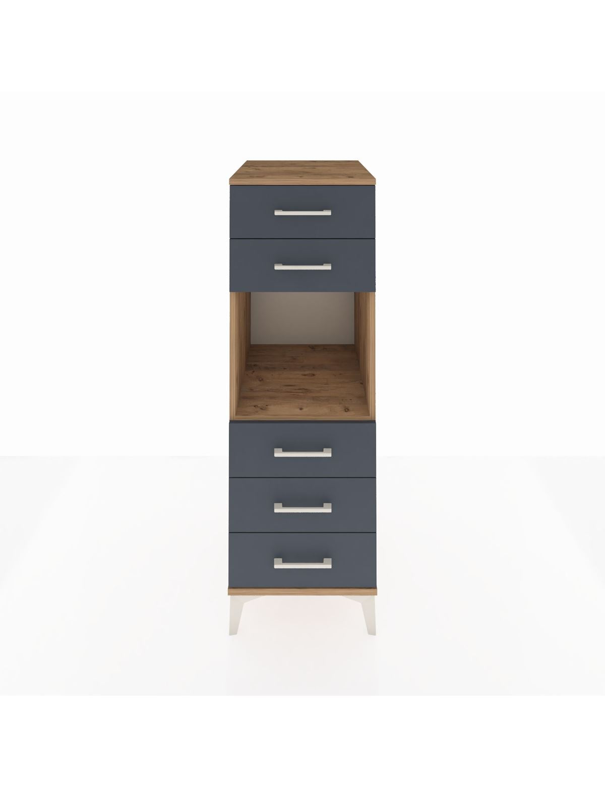 Kronos Dolap Tek Raflı 5 Çekmeceli 44x59x134 Çam-Antrasit