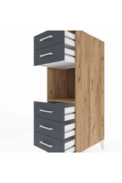 Kronos Dolap Tek Raflı 5 Çekmeceli 44x59x134 Çam-Antrasit