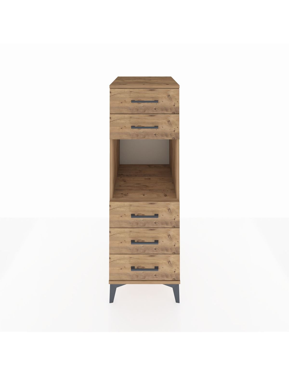 Kronos Dolap Tek Raflı 5 Çekmeceli 44x59x134 Çam-Çam