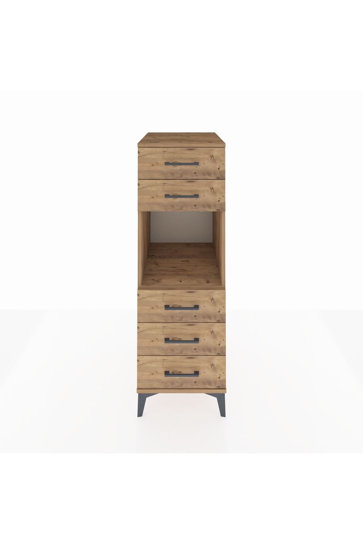 Kronos Dolap Tek Raflı 5 Çekmeceli 44x59x134 Çam-Çam