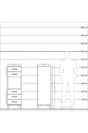Kronos Dolap Tek Raflı 5 Çekmeceli 44x59x134 Çam-Çam