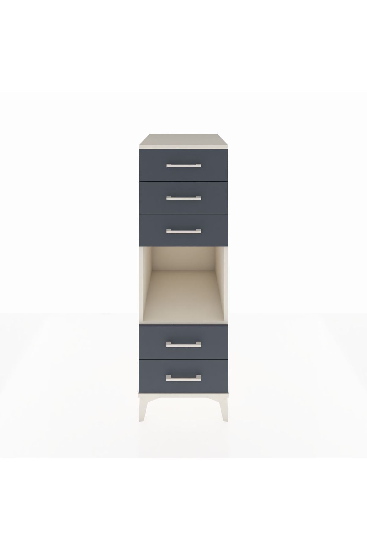 Kronos Dolap Tek Raflı 5 Çekmeceli 44x59x134 Aytaşı-Antrasit