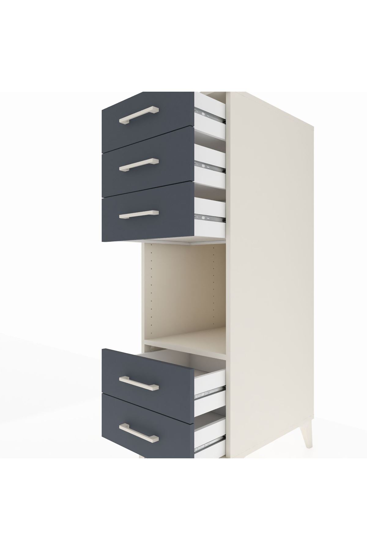 Kronos Dolap Tek Raflı 5 Çekmeceli 44x59x134 Aytaşı-Antrasit