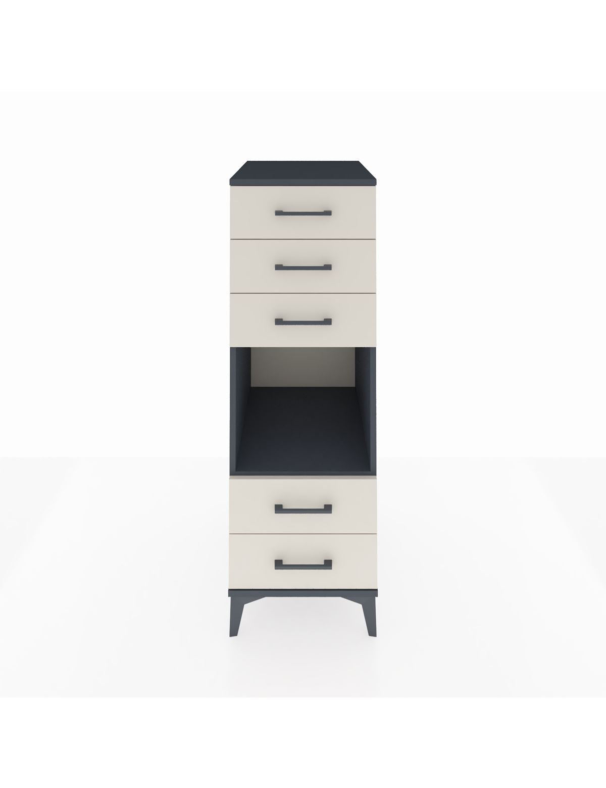 Kronos Dolap Tek Raflı 5 Çekmeceli 44x59x134 Antrasit-Aytaşı