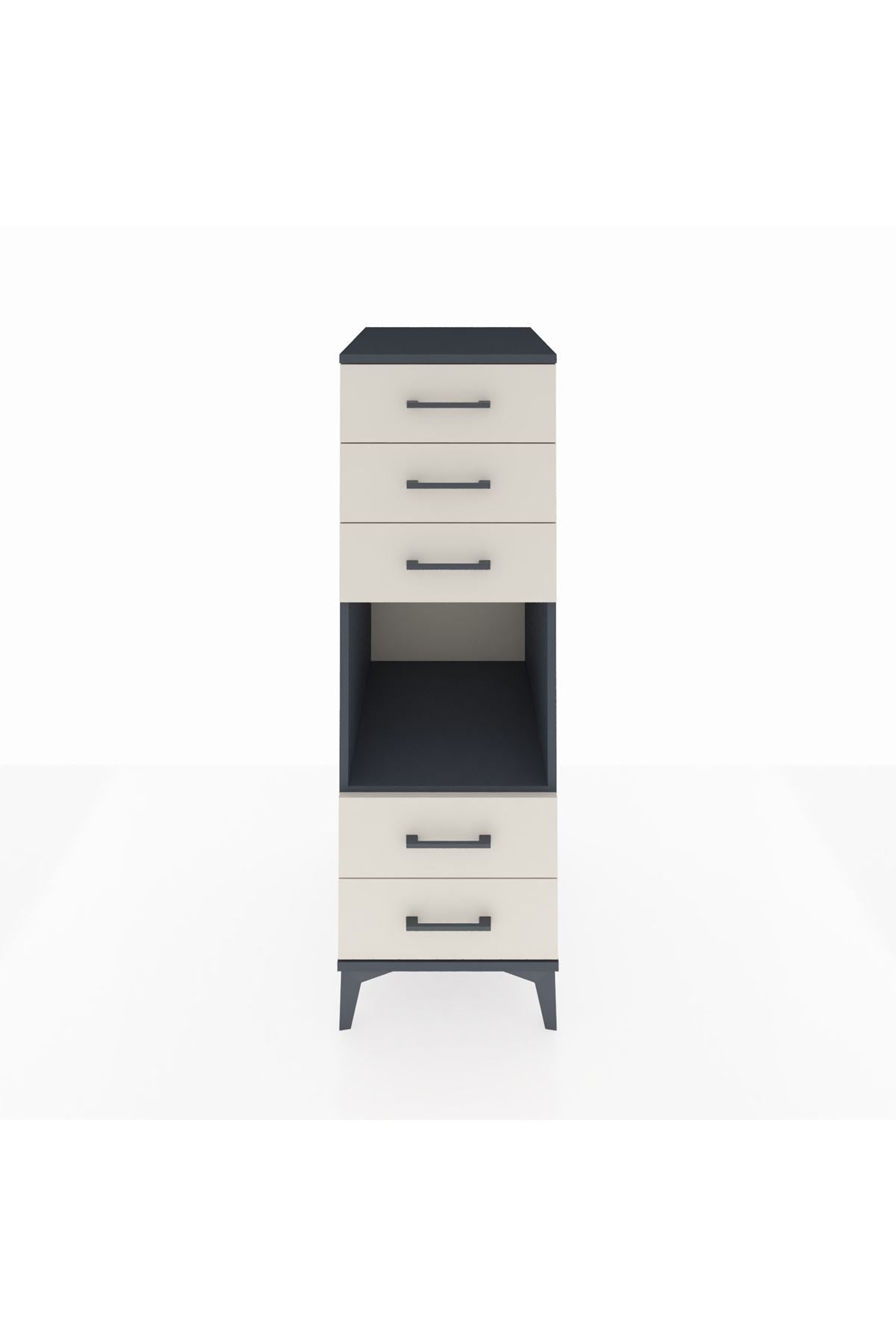 Kronos Dolap Tek Raflı 5 Çekmeceli 44x59x134 Antrasit-Aytaşı