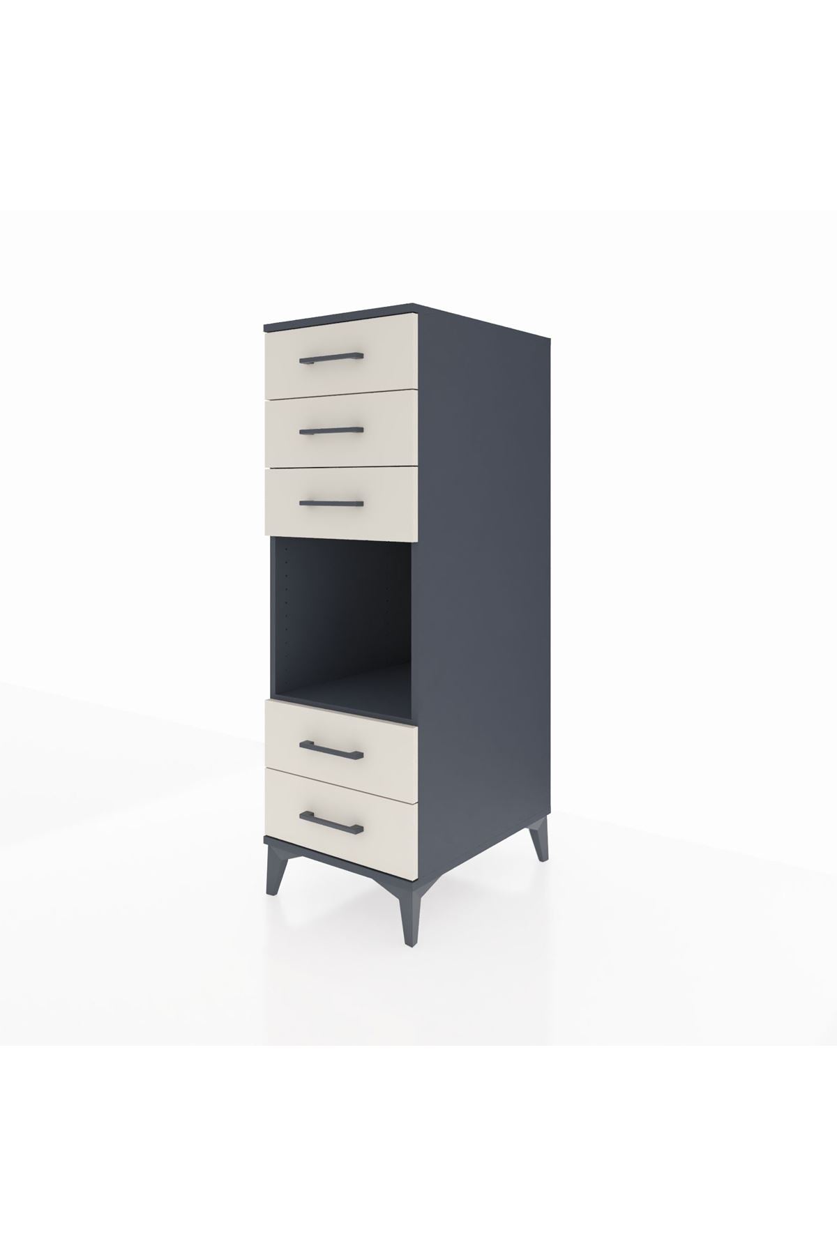 Kronos Dolap Tek Raflı 5 Çekmeceli 44x59x134 Antrasit-Aytaşı