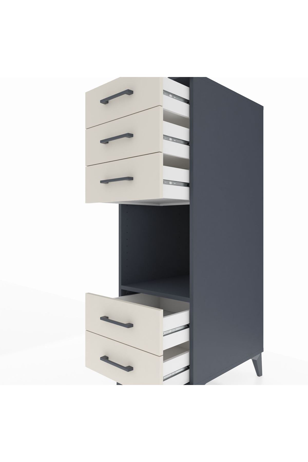 Kronos Dolap Tek Raflı 5 Çekmeceli 44x59x134 Antrasit-Aytaşı