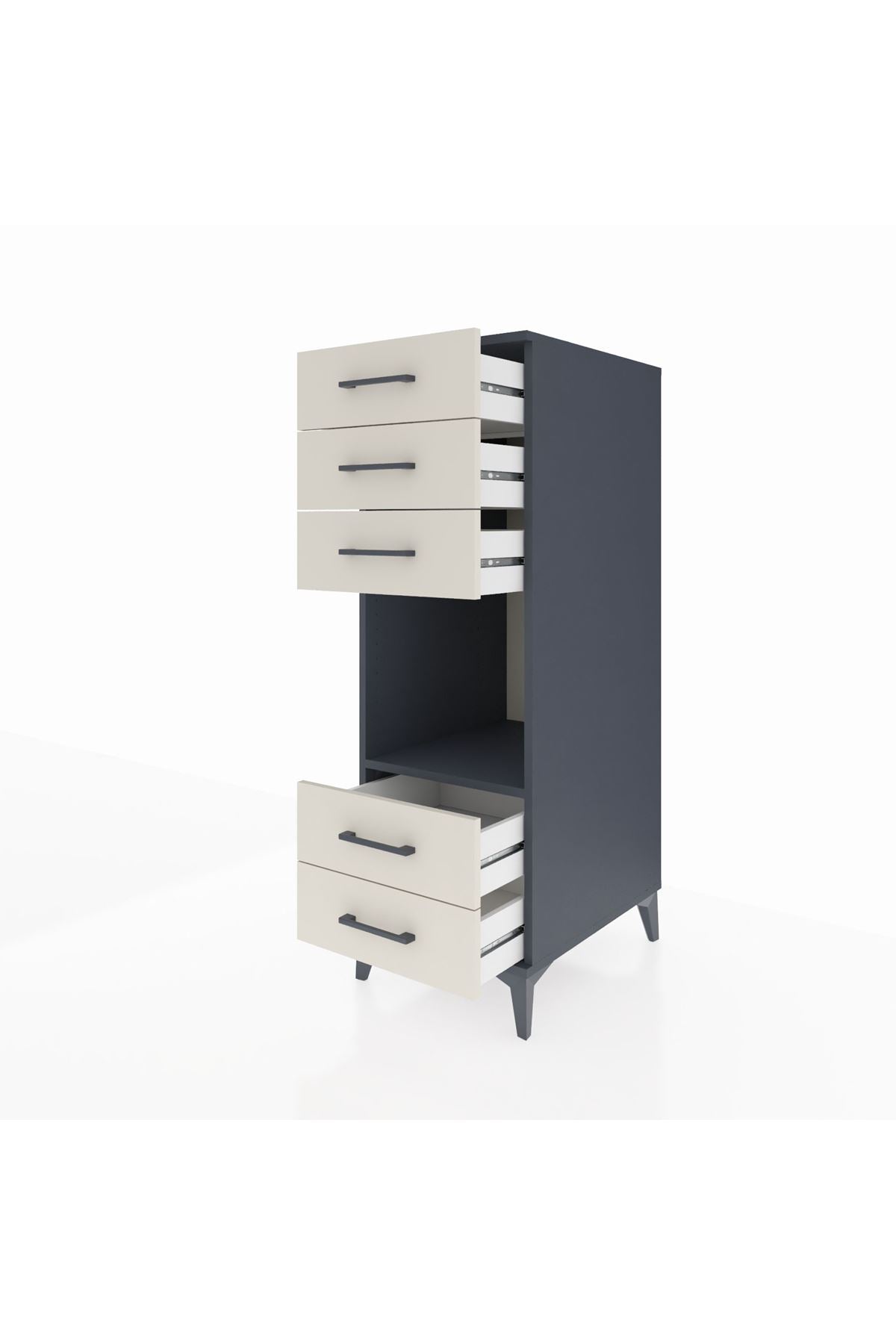 Kronos Dolap Tek Raflı 5 Çekmeceli 44x59x134 Antrasit-Aytaşı