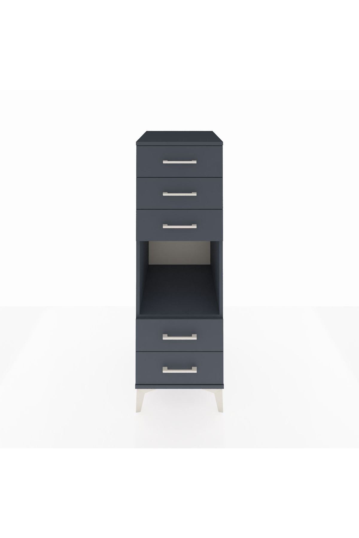 Kronos Dolap Tek Raflı 5 Çekmeceli 44x59x134 Antrasit-Antrasit