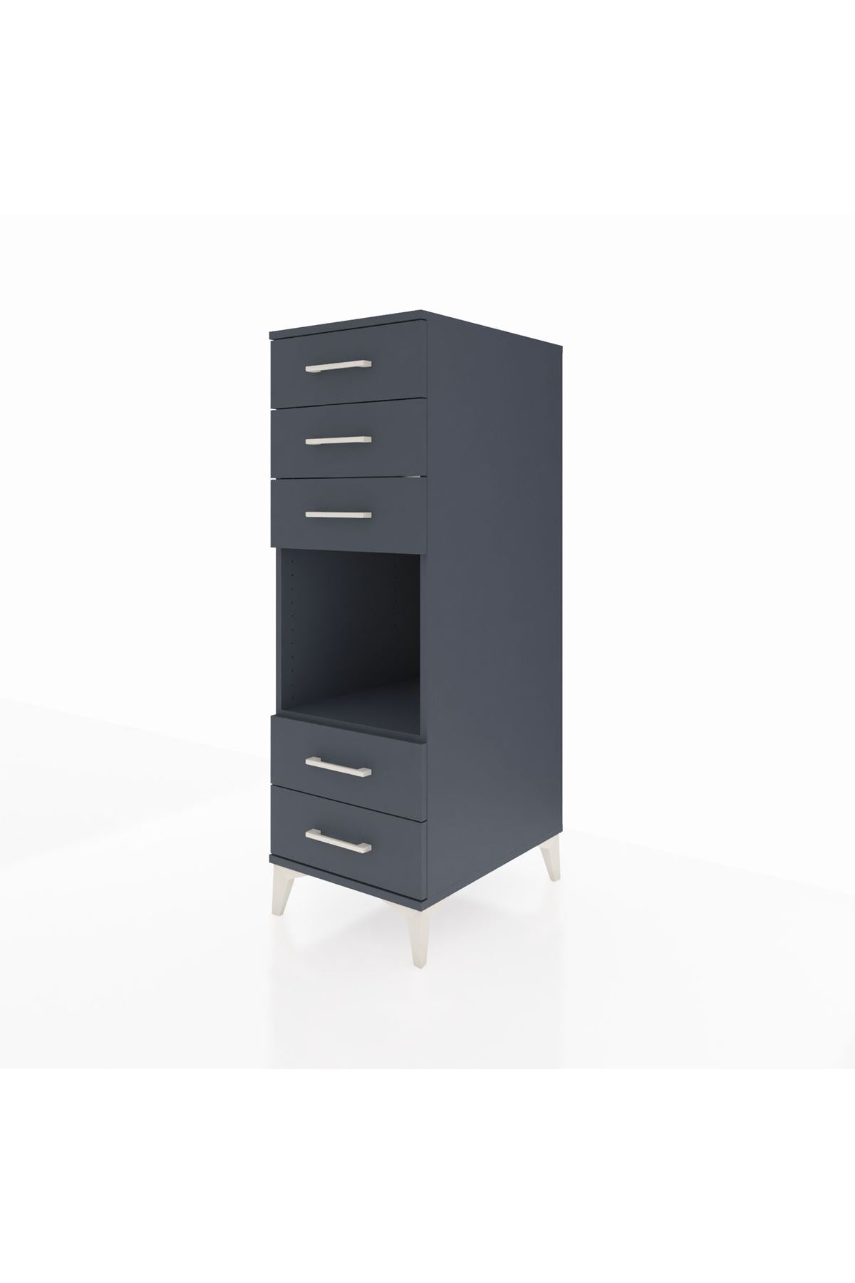Kronos Dolap Tek Raflı 5 Çekmeceli 44x59x134 Antrasit-Antrasit